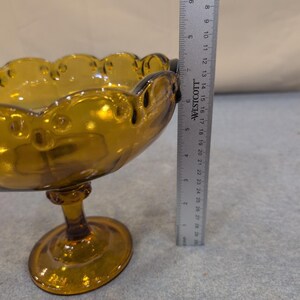Indiana Glass Amber Teardrop Garland Pedestal Compote Scalloped Candy Dish image 6