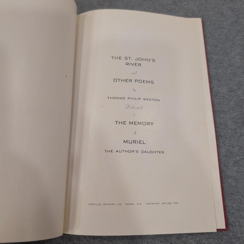 Der St. John's River und andere Gedichte Thomas Philips Weston Red Signiert Bild 5