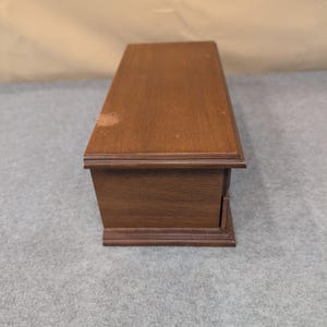 Vintage Wood Jewelry Box Organizer Two Drawer Ring Holder Ornate Pulls 10" Wide image 5
