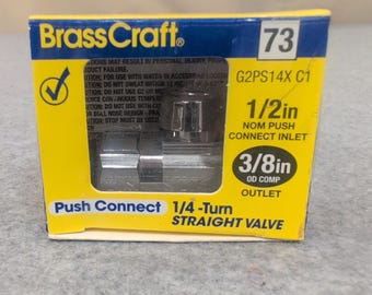 BrassCraft G2PS14X C1 1/2in Push Connect x 3/8in OD Comp 1/4 Turn Straight Valve