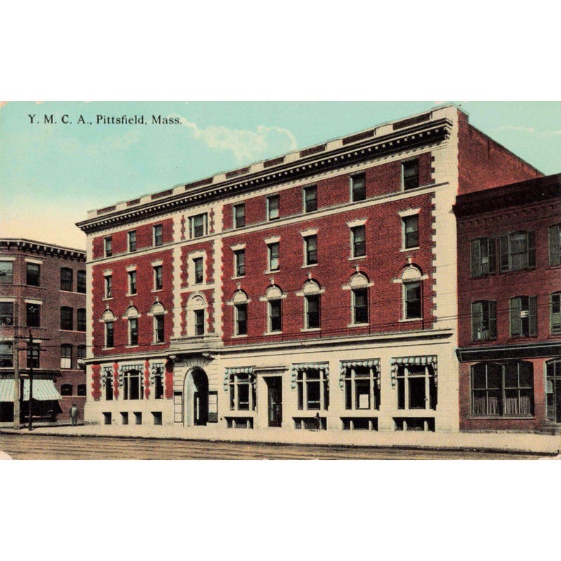 Vintage YMCA Pittsfield Mass Postcard FM Kirby Co Massachusetts Architecture image 1