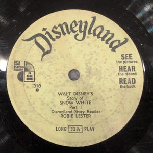 Disneyland Records Snow White and Peter Pan 33 1/3 RPM Vinyl Lot of 2 image 2