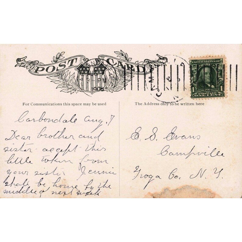 Vintage 1908 Floral Poetry Postcard T.B. Aldrich Tennyson Carbondale Postmark image 2
