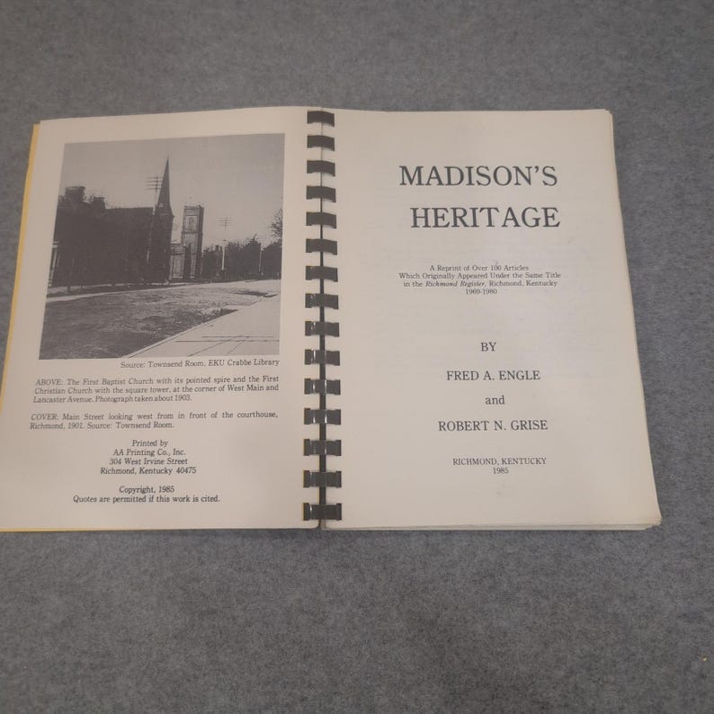 Madisons Heritage Richmond Kentucky History Fred Allen Engle Robert Grise 1985 image 2