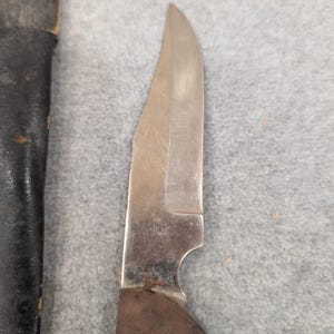 Vintage Fixed Blade Hunting Knife Pakistan Stainless Wood Handle Leather Sheath image 3
