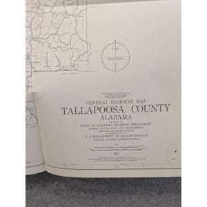 VTG 1973 General Highway Map Tallapoosa County Alabama 26" x 18" Alexander City image 2