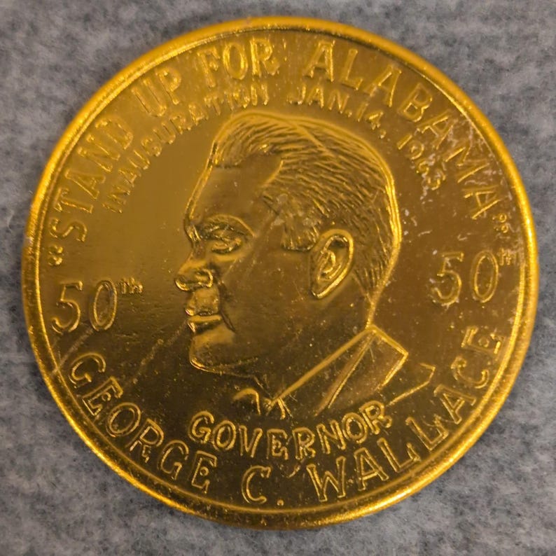 George Wallace Inauguration 50th Governor of Alabama Commemorative Coin Medal image 1