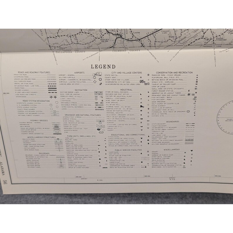 VTG 1974 Randolph County Alabama Highway Map - Pre Lake Wedowee 24" x 18" image 4