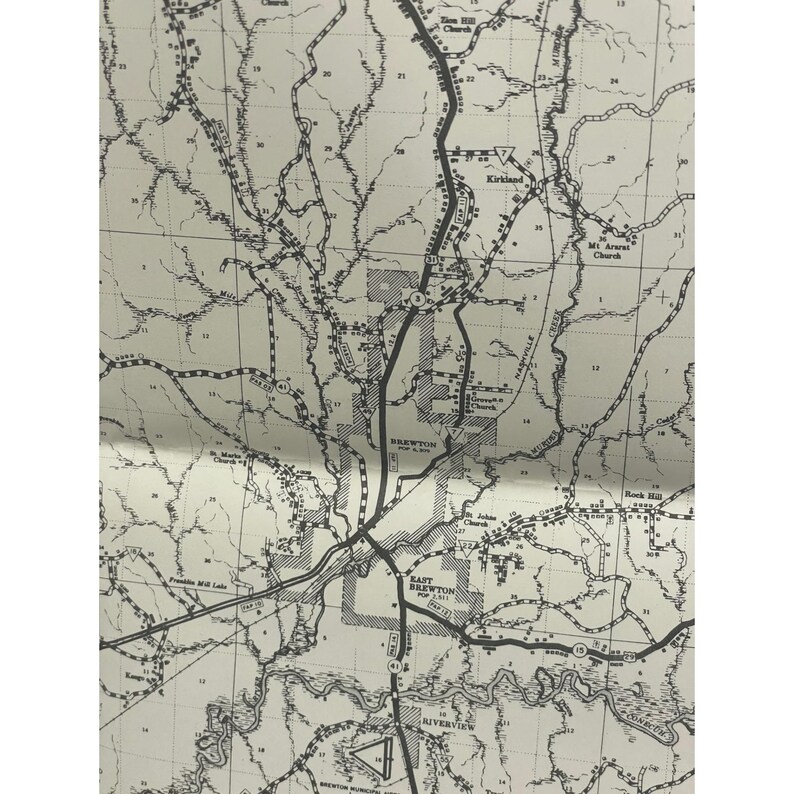 VTG 1969 General Highway Map Escambia County Alabama 31" x 18" Brewton Atmore image 4