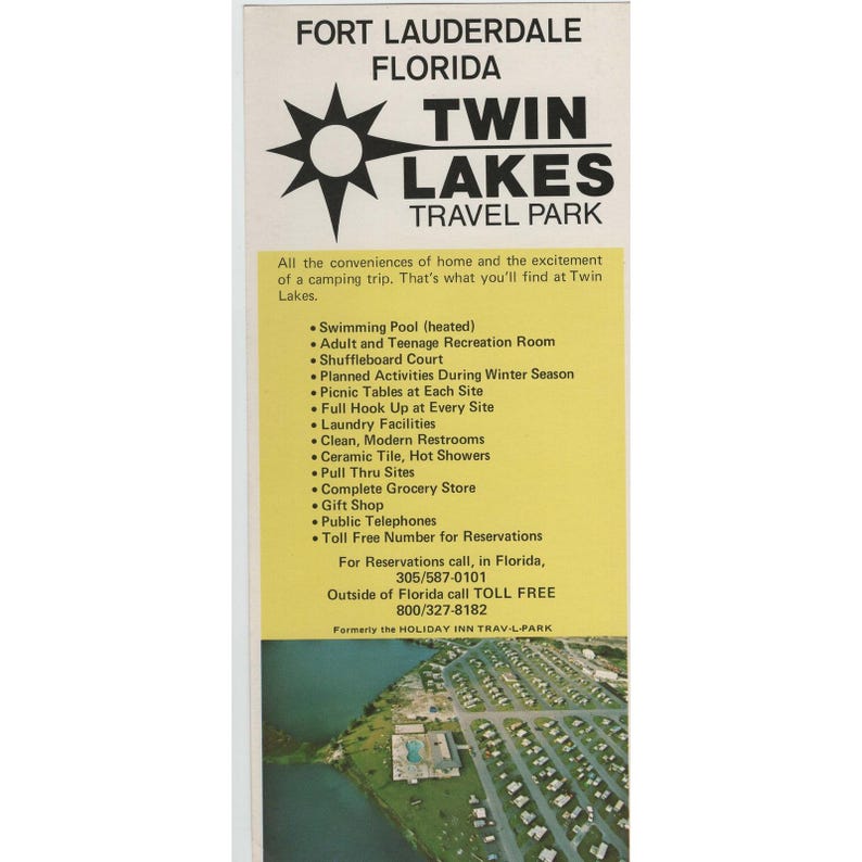Broschyrkarta för camping i Fort Lauderdale, Florida, med Vintage Twin Lakes Travel Park bild 1