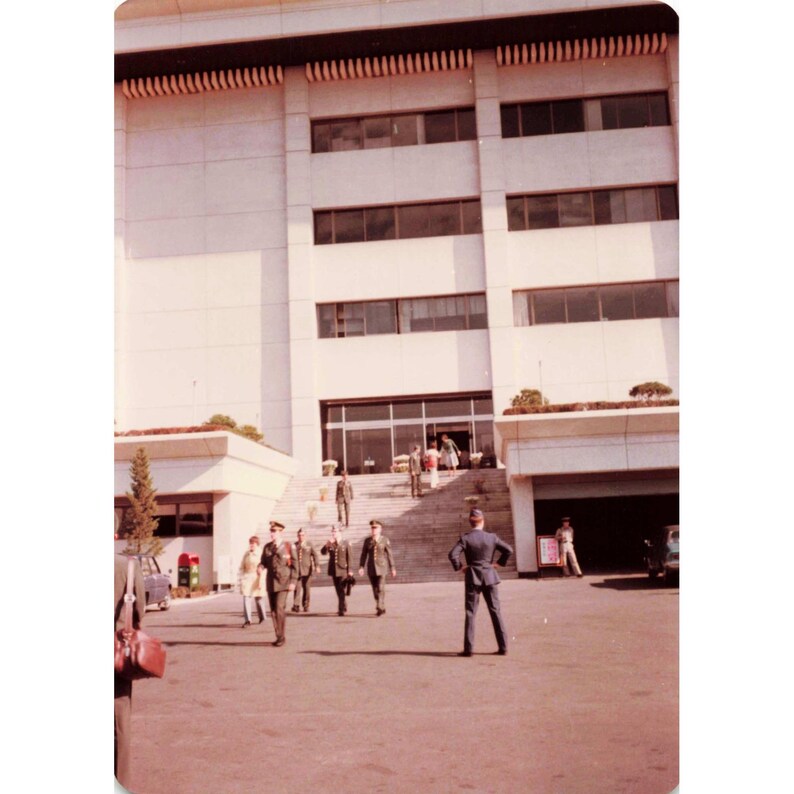 Vintage 1970s South Korea Military Base Korean-Style Building Photo image 1