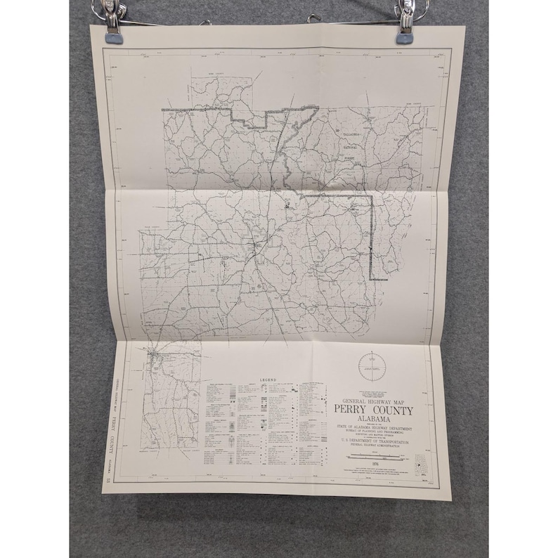 1976 Perry County Alabama Highway Map Vintage Road Topography 24" x 18" image 1