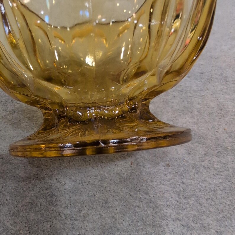 Vintage Anchor Hocking Amber Pressed Glass Footed Candy Dish with Lid Bowl image 5