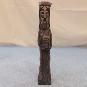 Vintage Hand Carved Wood Figurine Wise Man Prophet Religious Folk Art Sculpture image 1