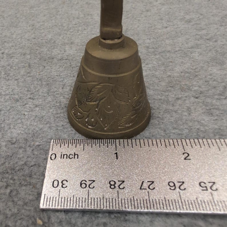 Vintage Brass Bell Bottle Opener Engraved Floral Design Unique Bar Tool image 5