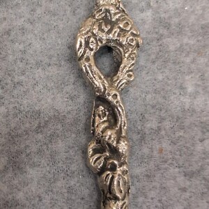 Vintage Figural Deer Souvenir Spoon Bell Shaped Bowl Ornate Silver Tone Metal image 3