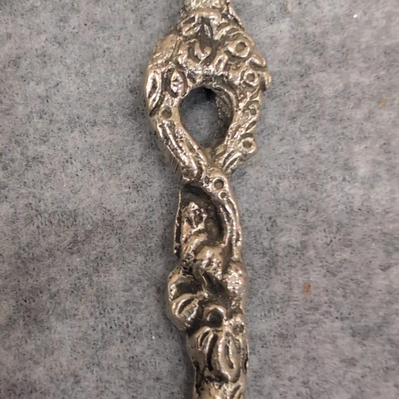 Vintage Figural Deer Souvenir Spoon Bell Shaped Bowl Ornate Silver Tone Metal image 3