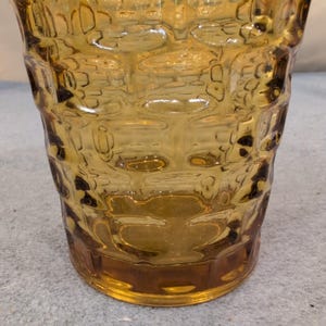 Vintage Federal Glass Amber Pressed Glass Vase Scalloped Rim Yorktown Pattern image 4