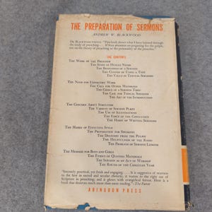 La preparación de sermones, Andrew W. Blackwood, 1948, tapa dura, Abingdon Press imagen 2