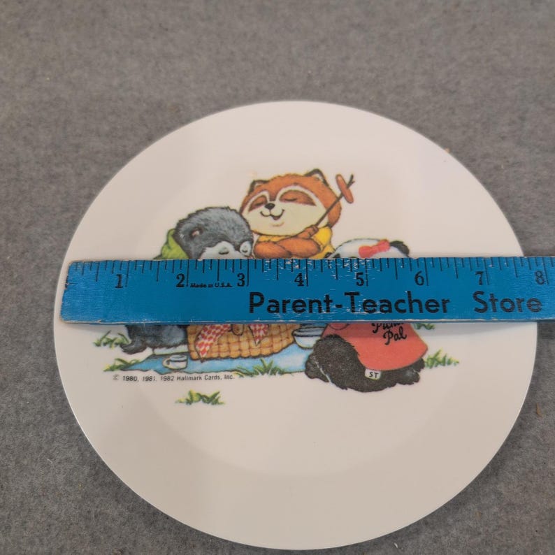 Vintage 1982 Hallmark Cards Melamine Picnic Plate Panda Raccoon Badger Made USA image 2
