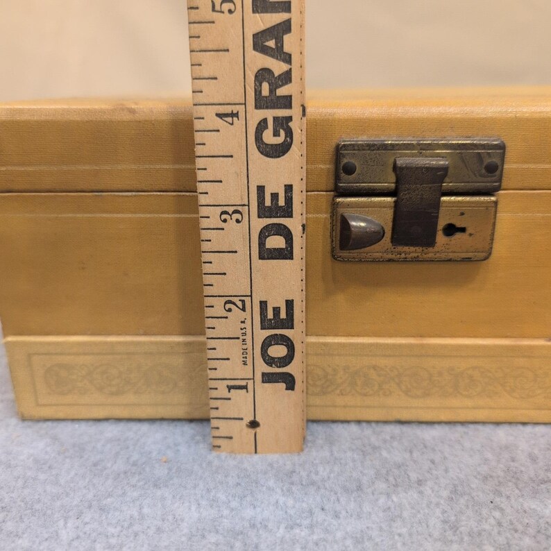 Vintage Tan Kunstleder Schmuck Box Teal Samt Futter Multi Tier Schublade Riegel Bild 5