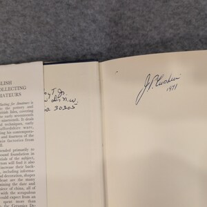 J P Cushion English China Collecting for Amateurs Book 1971 Signed by Author image 4