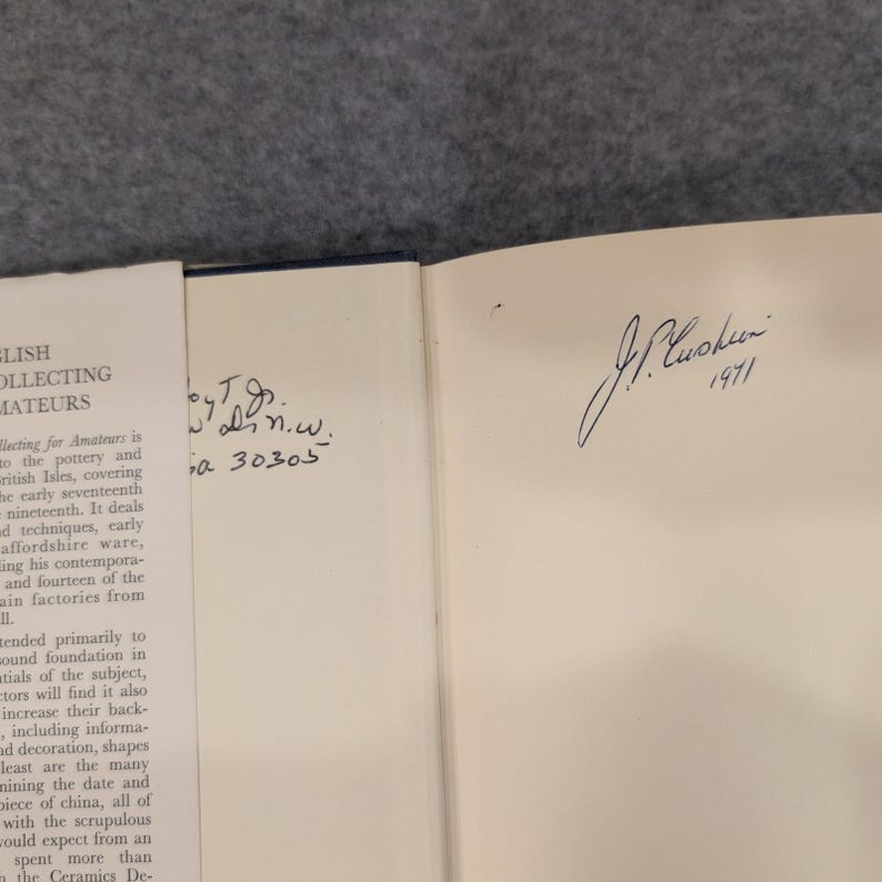 J P Cushion English China Collecting for Amateurs Book 1971 Signed by Author image 4