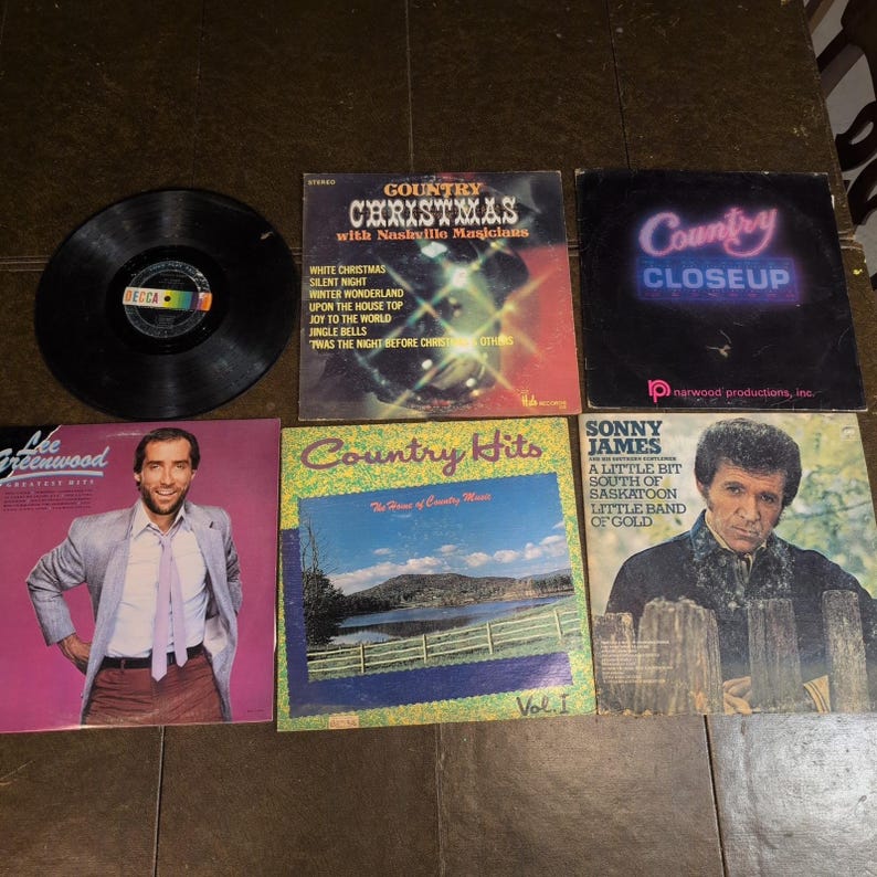 Vintage Country Music Vinyl Record Lot Lee Greenwood Sonny James Christmas 6pc image 1