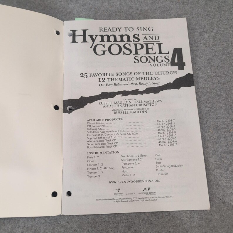 Ready to Sing Hymns and Gospel Songs Volume 4 SATB Choral Book Russell Mauldin image 2