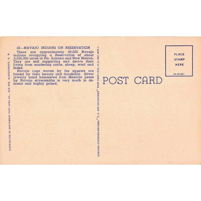 Cartão postal de linho Vtg Navajo Indians Hogan Reserva Curteich Chicago VG+ imagem 2