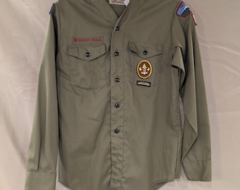 Vtg Boy Scouts of America BSA Uniform Shirt Olive Green Pikes Peak Council 14