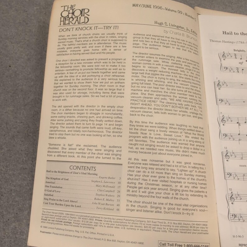 The Choir Herald May June 1996 Vol 99 No 5 Choral Music Sheet Music 7 Copies image 2