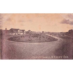 Vintage Main Entrance NY State Fair Postcard Syracuse New York Alonzo Bliss Ad image 1