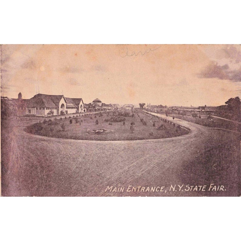 Vintage Main Entrance NY State Fair Postcard Syracuse New York Alonzo Bliss Ad image 1