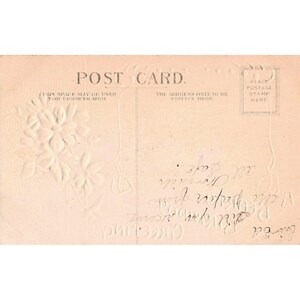 Antique Embossed Birthday Greeting Postcard Landscape Bridge Floral Gold 399 image 2