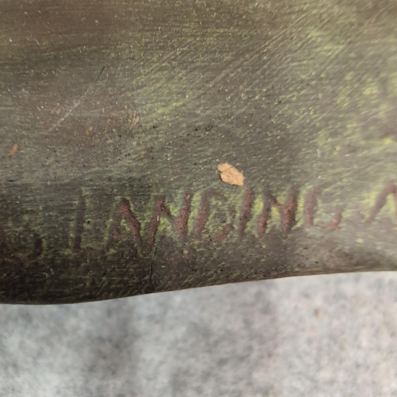Vintage Baumstumpf Keramik Pflanzgefäß Rinde Textur Herz Carving Brown Floral Bild 10