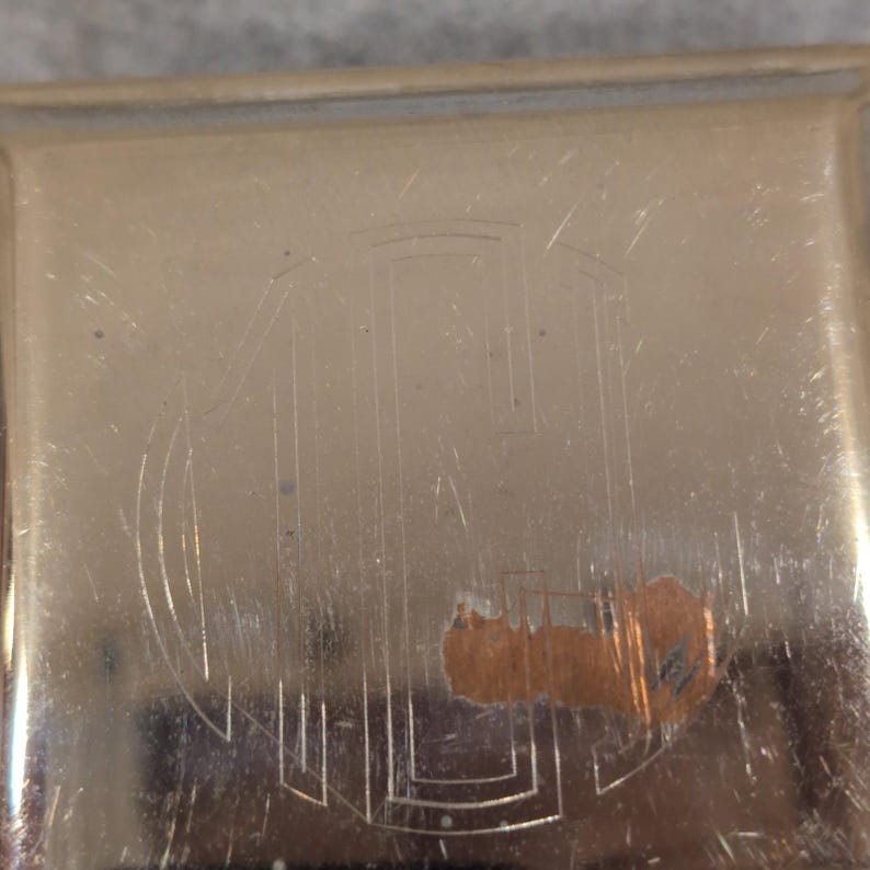 Vintage Silver Tone Monogrammed Oval and Square Trinket Boxes Set of 3 image 4