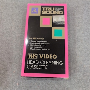 Tru Sound VHS Video Head Cleaning Cassette VC-110 VCR Maintenance Kit Pink Black image 1