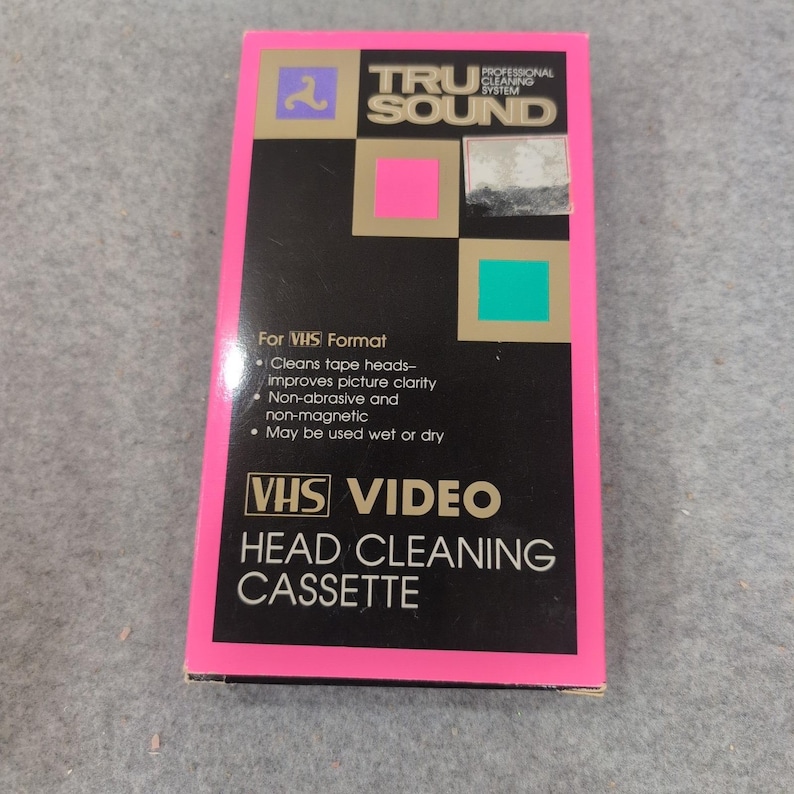 Tru Sound VHS Video Head Cleaning Cassette VC-110 VCR Maintenance Kit Pink Black image 1