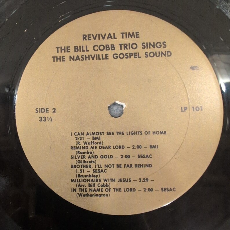 Bill Cobb Trio Nashville Gospel Sound Vinyl LP Revival Time LP 101 Mens Womens image 4