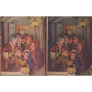 Partituras de canções de Natal vintage com ilustrações natalinas de meados do século XX (919) imagem 2
