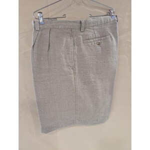Vintage American Eagle Coarse Weave Men's Linen Pleated Dress Shorts - Size 38 image 2