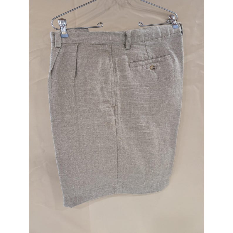 Vintage American Eagle Coarse Weave Men's Linen Pleated Dress Shorts - Size 38 image 2