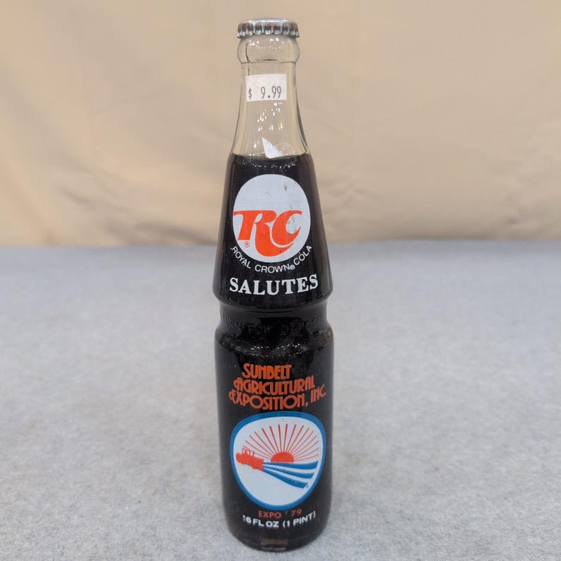Vintage 1979 RC Cola Sunbelt Agricultural Exposition Souvenir Bottle 16oz Sealed image 1