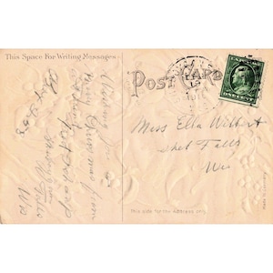 Carte postale vintage de Noël 1910 (RPPC) - Houx et gui en relief - Allemagne image 2