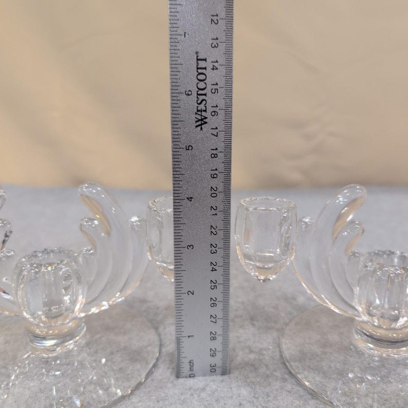 Vintage Heisey Crystolite helderglazen kandelaar set van 2 c. 1937-1957 afbeelding 5