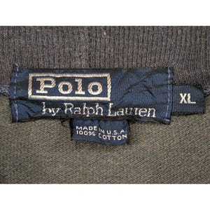 VTG Polo Ralph Lauren Jersey de cuello alto a rayas para hombre XL Gris Azul Manga larga Algodón imagen 3
