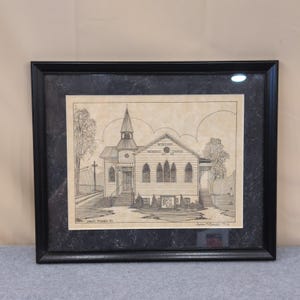 Bethlehem Methodist Church 1984 Signed Print 36/150 Framed Hueytown, Alabama UMC image 1