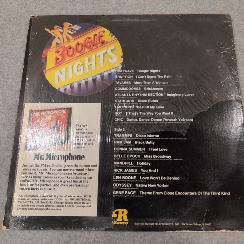 Boogie Nights 18 Top Disco Hits Ronco R-2240 Vinile LP 1978 Donna Summer Chic immagine 2