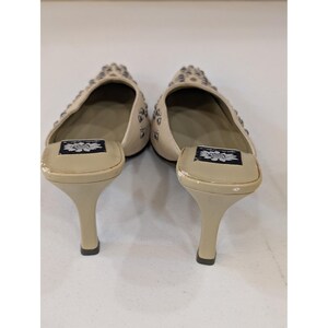 Yellow Box Jody Embellished Rhinestone Square Toe Beige Heel Mules Size 7.5 image 7